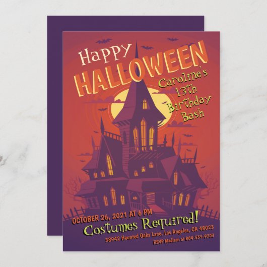 Spooky spookhuis Halloween verjaardag Kaart (Voorkant / Achterkant)