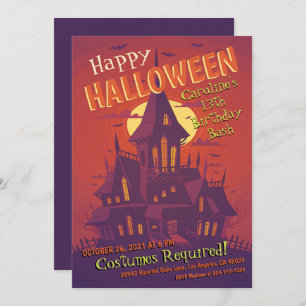 Spooky spookhuis Halloween verjaardag Kaart