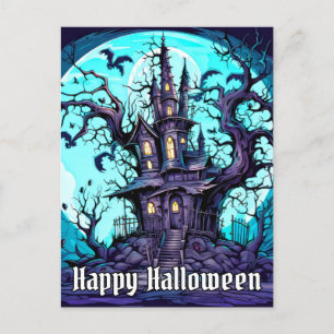 Spooky spookhuis - Happy Halloween Briefkaart