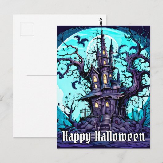 Spooky spookhuis - Happy Halloween Briefkaart (Voorkant / Achterkant)