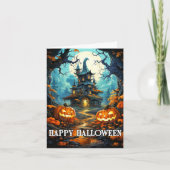 Spooky spookhuis - Happy Halloween Kaart (Voorkant)