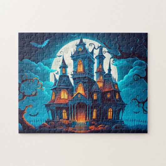 Spooky spookhuis na donker legpuzzel (Horizontaal)
