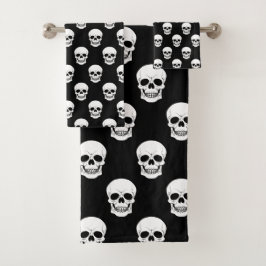 Spooky spookpatroon op zwart Schattige Halloween Bad Handdoek