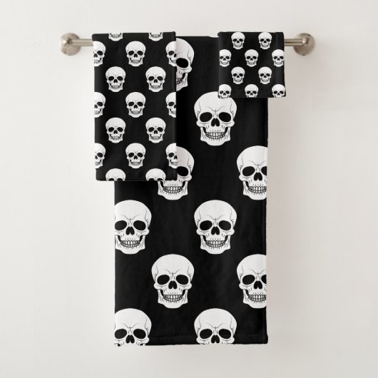 Spooky spookpatroon op zwart Schattige Halloween Bad Handdoek (Insitu)