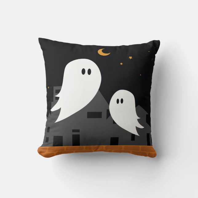 Spooky spookstad halloween cartoon kussen (Voorkant)