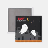 Spooky spookstad halloween cartoon magneet (Voorkant / Achterkant)