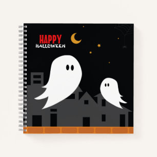 Spooky spookstad halloween cartoon notitieboek
