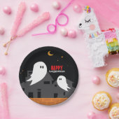 Spooky spookstad halloween cartoon papieren bordje (Feest)