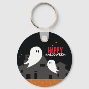 Spooky spookstad halloween cartoon sleutelhanger