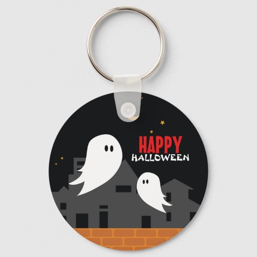 Spooky spookstad halloween cartoon sleutelhanger (Voorkant)