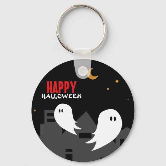 Spooky spookstad halloween cartoon sleutelhanger (Voorkant)