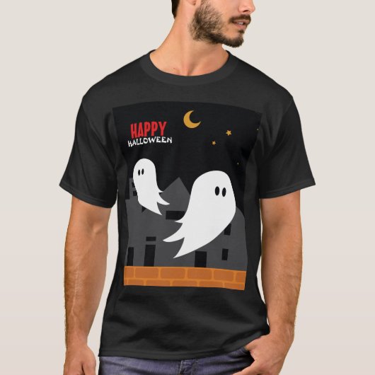 Spooky spookstad halloween cartoon t-shirt (Voorkant)
