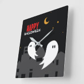Spooky spookstad halloween cartoon vierkante klok (Hoek)