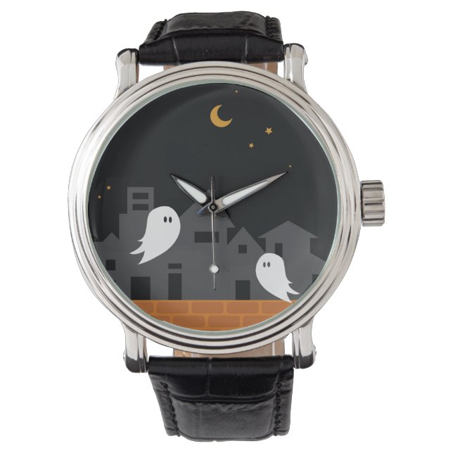 Spooky spookstad halloween horror-cartoon horloge (Voorkant)