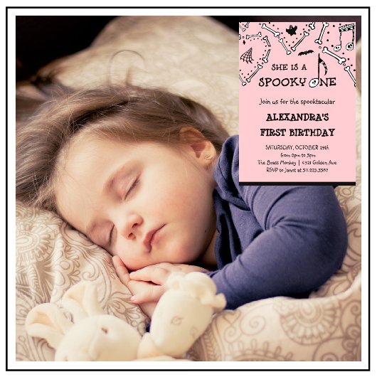 Spooky Spooktacular Skull Halloween 1e verjaardag Kaart