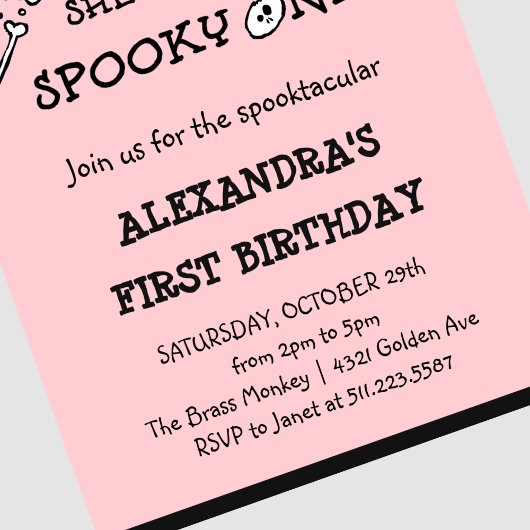 Spooky Spooktacular Skull Halloween 1e verjaardag Kaart