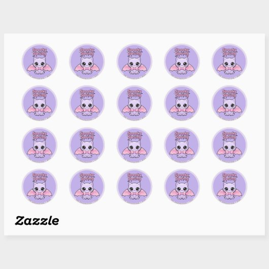 Spooky Spring Bat Lavender Pastel Goth Round Ronde Sticker (Vel)