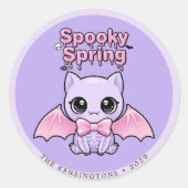 Spooky Spring Bat Lavender Pastel Goth Round Ronde Sticker (Voorkant)