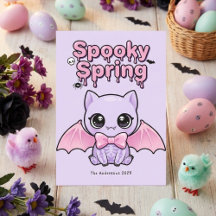 Spooky Spring Pastel Goth Bat Lavender Pink