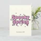 Spooky Spring Pastel Goth Easter Pink Dripping Feestdagenkaart (Staand voorkant)