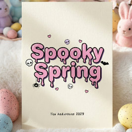 Spooky Spring Pastel Goth Easter Pink Dripping Feestdagenkaart