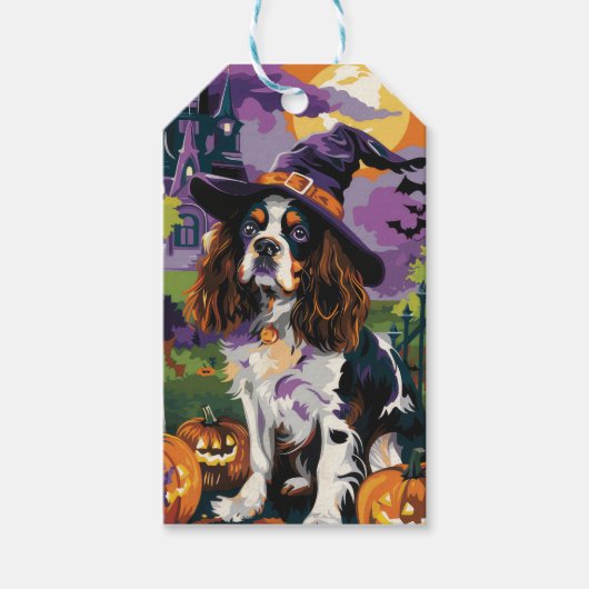 Spooky Springer Spaniel Halloween Witch Pumpkin Cadeaulabel (Voorkant)