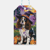 Spooky Springer Spaniel Halloween Witch Pumpkin Cadeaulabel (Achterkant)