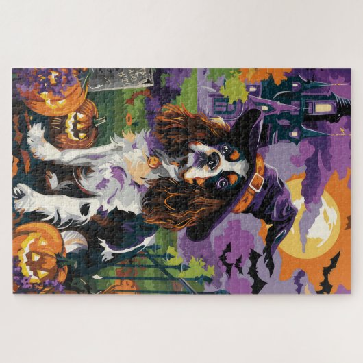 Spooky Springer Spaniel Halloween Witch Pumpkin Legpuzzel (Horizontaal)