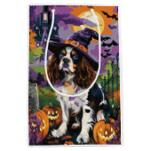 Spooky Springer Spaniel Halloween Witch Pumpkin Medium Cadeauzakje (Voorkant)