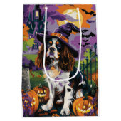 Spooky Springer Spaniel Halloween Witch Pumpkin Medium Cadeauzakje (Achterkant)