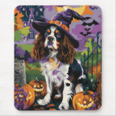 Spooky Springer Spaniel Halloween Witch Pumpkin Muismat (Voorkant)