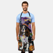 Spooky Springer Spaniel Halloween Witch Pumpkin Schort (Gedragen)