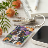 Spooky Springer Spaniel Halloween Witch Pumpkin Sleutelhanger (Voorkant Rechts)