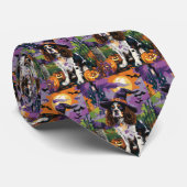 Spooky Springer Spaniel Halloween Witch Pumpkin Stropdas (Opgerold)