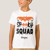 Spooky squad gepersonaliseerde Halloween seizoen k T-shirt (Voorkant)