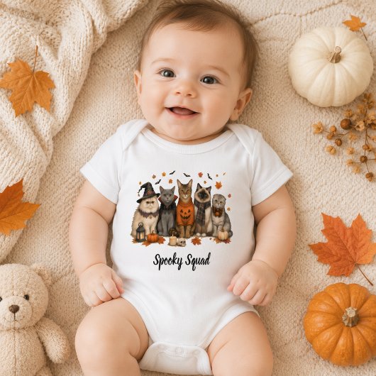 Spooky Squad Halloween Cats Illustration Romper