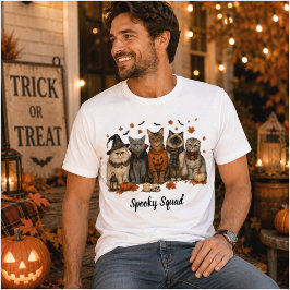 Spooky Squad Halloween Cats Illustration T-shirt