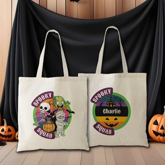 Spooky Squad Halloween Trick or treat Canvas tas