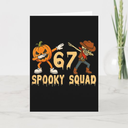 Spooky Squad Pompoen 67 Halloween Meme 6 7 Nummers Kaart (Voorkant)
