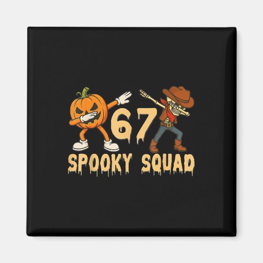 Spooky Squad Pompoen 67 Halloween Meme 6 7 Nummers Magneet (Voorkant)