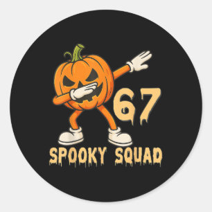Spooky Squad Pompoen 67 Halloween Meme 6 7 Nummers Ronde Sticker