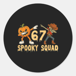 Spooky Squad Pompoen 67 Halloween Meme 6 7 Nummers Ronde Sticker