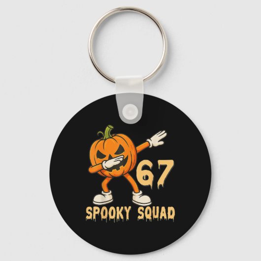 Spooky Squad Pompoen 67 Halloween Meme 6 7 Nummers Sleutelhanger (Voorkant)