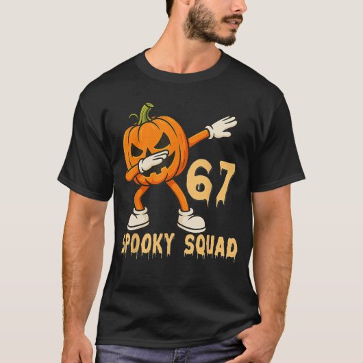 Spooky Squad Pompoen 67 Halloween Meme 6 7 Nummers T-shirt (Voorkant)