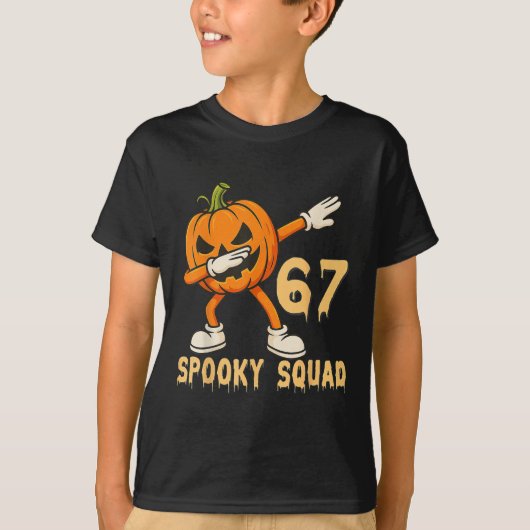 Spooky Squad Pompoen 67 Halloween Meme 6 7 Nummers T-shirt (Voorkant)
