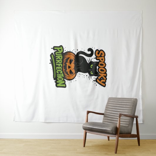 Spooky Squad Retro Halloween Design (Zwarte tekst) Wandkleed (In Situ (horizontaal))