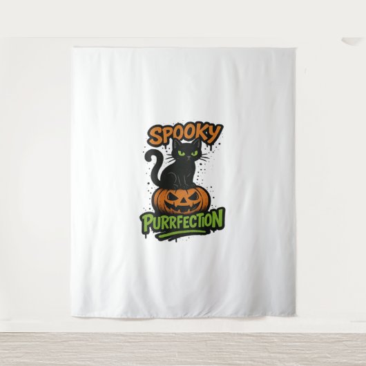 Spooky Squad Retro Halloween Design (Zwarte tekst) Wandkleed (Voorkant)