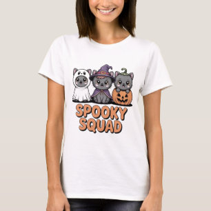 Spooky Squad Schattige Halloween Cats T-shirt   Ka