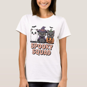Spooky Squad Schattige Halloween Cats T-shirt   Ka