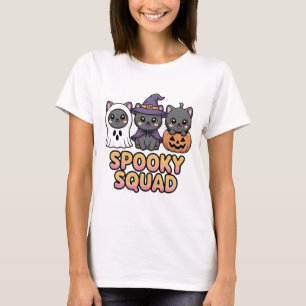 Spooky Squad Schattige Halloween Cats T-shirt   Ka
